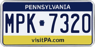 PA license plate MPK7320