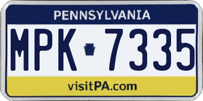PA license plate MPK7335