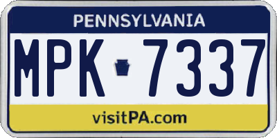 PA license plate MPK7337