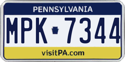 PA license plate MPK7344