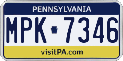PA license plate MPK7346