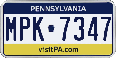 PA license plate MPK7347