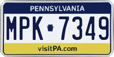 PA license plate MPK7349