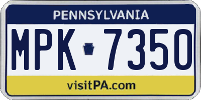 PA license plate MPK7350