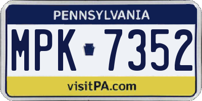 PA license plate MPK7352