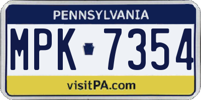 PA license plate MPK7354