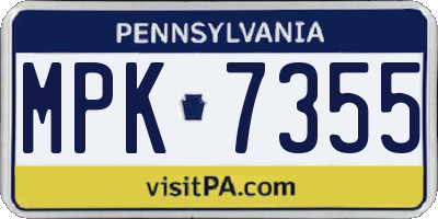 PA license plate MPK7355