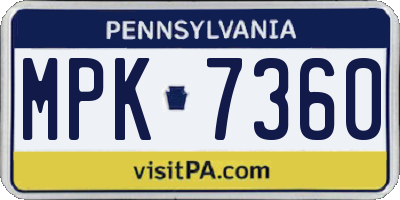 PA license plate MPK7360