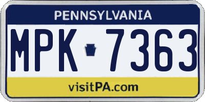 PA license plate MPK7363