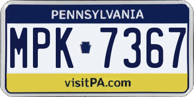 PA license plate MPK7367
