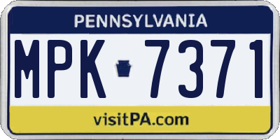 PA license plate MPK7371