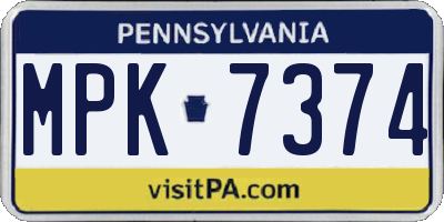 PA license plate MPK7374