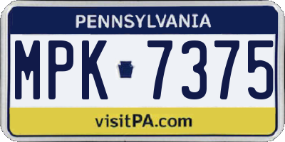 PA license plate MPK7375