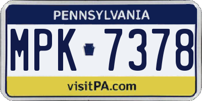 PA license plate MPK7378