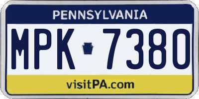 PA license plate MPK7380
