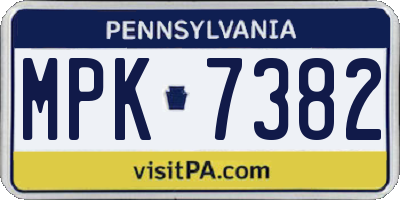 PA license plate MPK7382