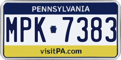 PA license plate MPK7383