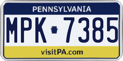 PA license plate MPK7385