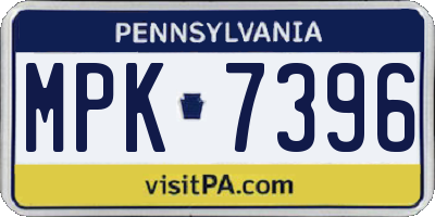 PA license plate MPK7396