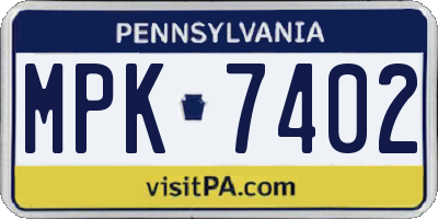 PA license plate MPK7402