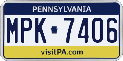 PA license plate MPK7406