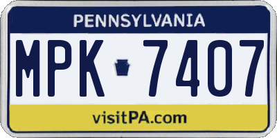PA license plate MPK7407