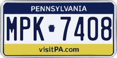 PA license plate MPK7408