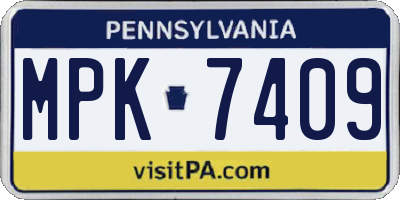 PA license plate MPK7409