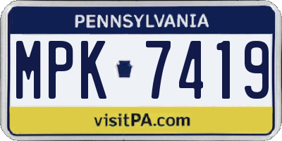 PA license plate MPK7419