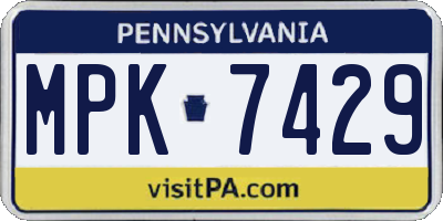 PA license plate MPK7429