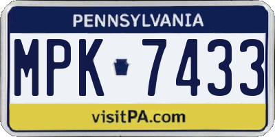 PA license plate MPK7433