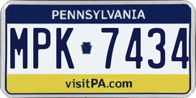 PA license plate MPK7434