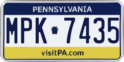 PA license plate MPK7435