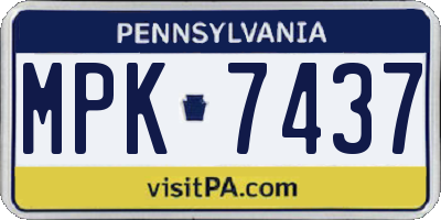 PA license plate MPK7437