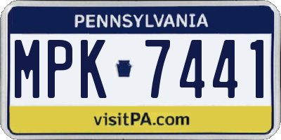 PA license plate MPK7441