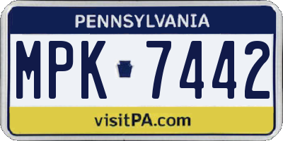 PA license plate MPK7442