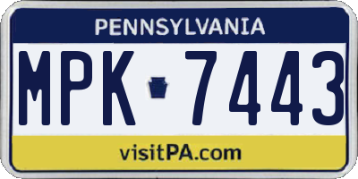 PA license plate MPK7443