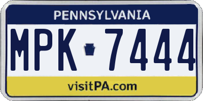 PA license plate MPK7444