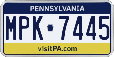 PA license plate MPK7445