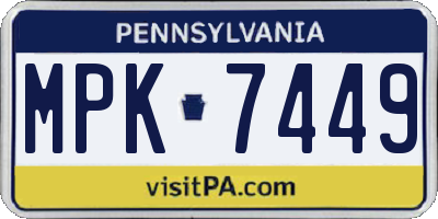 PA license plate MPK7449
