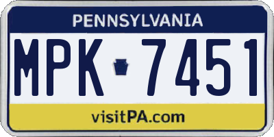 PA license plate MPK7451
