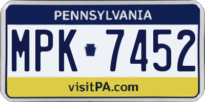 PA license plate MPK7452