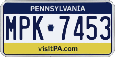 PA license plate MPK7453
