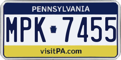 PA license plate MPK7455