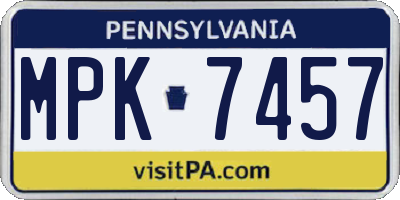 PA license plate MPK7457