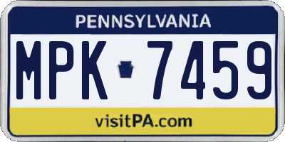 PA license plate MPK7459