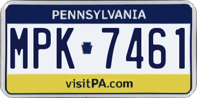 PA license plate MPK7461