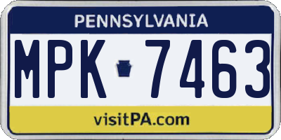 PA license plate MPK7463