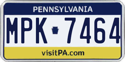 PA license plate MPK7464