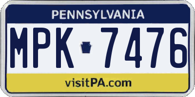 PA license plate MPK7476